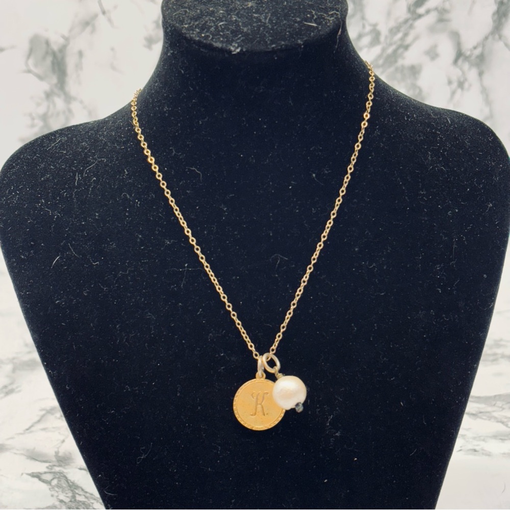 Elegant Gold Necklace with Initial and Pearl